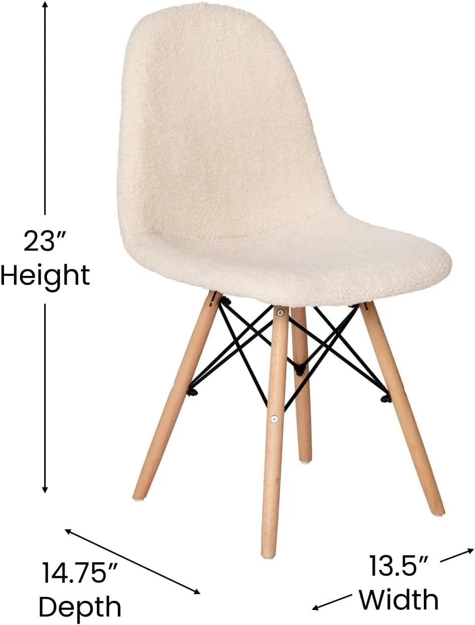 Flash Furniture Modern Zula Modern Padded Armless Faux Sherpa Accent Chair with Beechwood Legs - Off-White