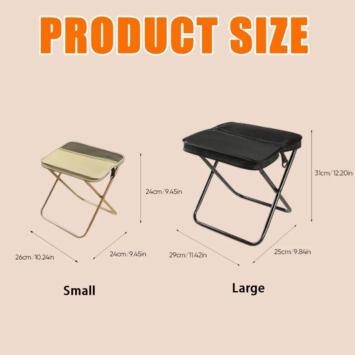 Foldable Backpack Stool, Portable Camping Stool & Collapsible Chair for Fishing, Lightweight Outdoor Seat with Adjustable Strap, 250lb Capacity for Fishing Travel Picnics Hiking BBQ