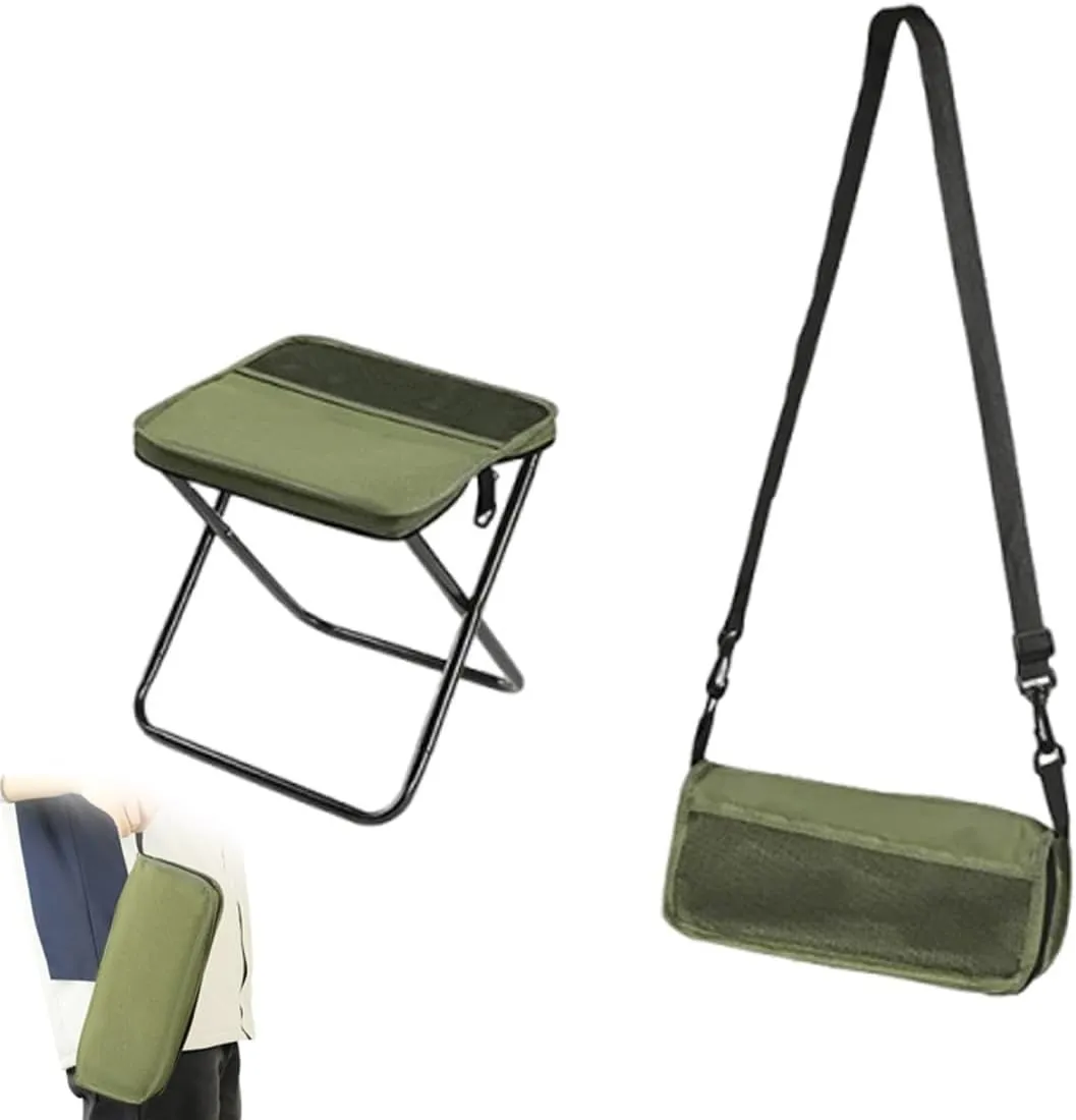 Foldable Backpack Stool, Portable Camping Stool & Collapsible Chair for Fishing, Lightweight Outdoor Seat with Adjustable Strap, 250lb Capacity for Fishing Travel Picnics Hiking BBQ