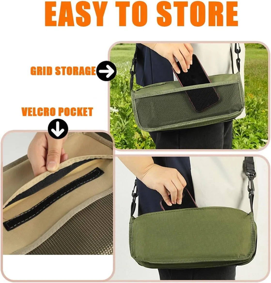 Foldable Backpack Stool, Portable Camping Stool & Collapsible Chair for Fishing, Lightweight Outdoor Seat with Adjustable Strap, 250lb Capacity for Fishing Travel Picnics Hiking BBQ