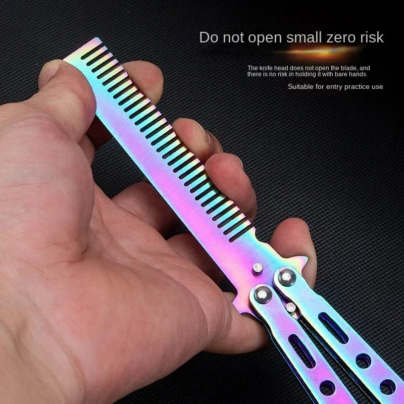 Foldable Comb Stainless Steel Butterfly Knife Comb