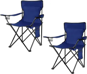 Folding Camp Chairs, Portable Camping Chair - 2 Pack Navy Blue