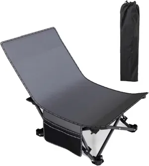 Folding Camping Chair Heavy Duty Padded Outdoor Chair with Side Pocket, Carry Bag Included, 120 KG Weight Capacity, Thicken 600D Oxford Lightweight Beach Chair, Grey