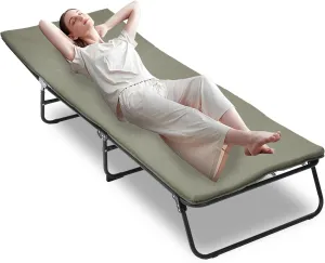 Folding Camping Cot for Adults, 5-Angle Adjustable Camping Cot Heavy Duty Outdoor Bed with Carry Bag,1200 D Layer Oxford Travel Camp Cots