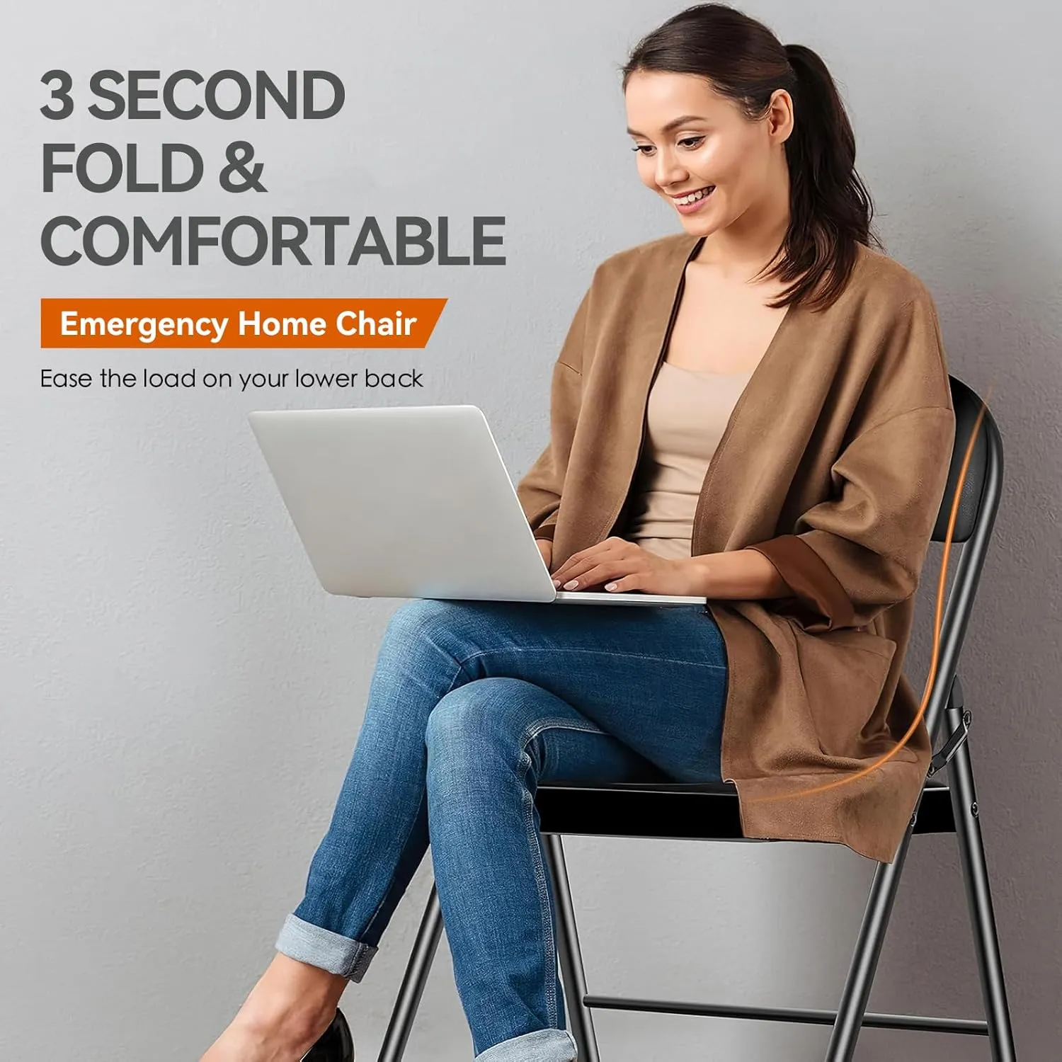 Folding Chairs with Padded Seats - 4 Pack Padded Folding Chair with Steel Frame for Home and Office, Indoor and Outdoor Events, 330 Pound Capacity (Black, Set of 4)