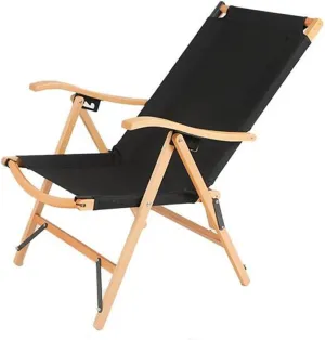 Folding Chairs with Padded Seats Outdoor, Directors Chairs Foldable, 3-Position Adjustable Reclining Camping Chair Lawn Chair with Arms for Adults Wooden Frame Lightweight Chair (Color : Black)