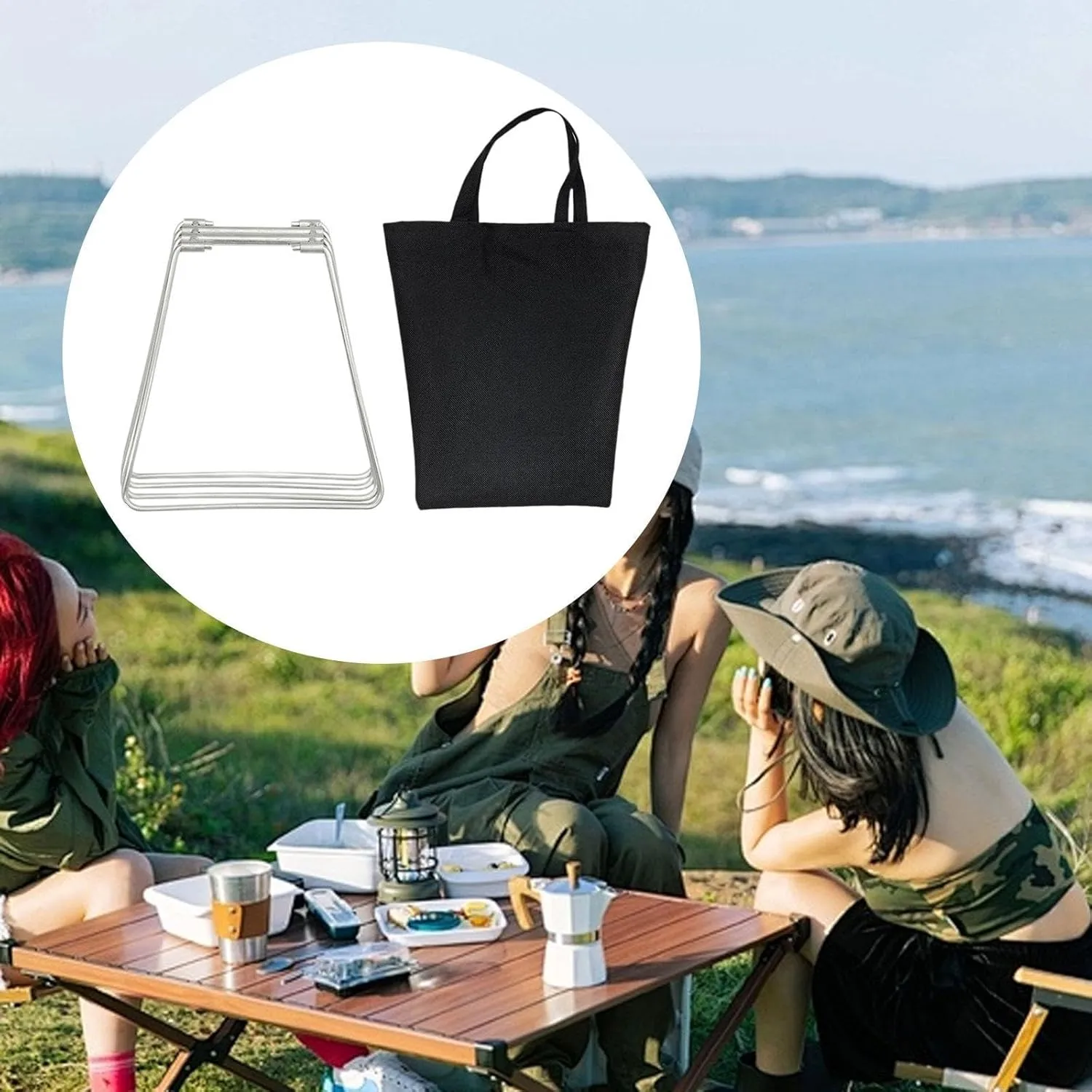 Folding Cooler Stand Suitcase Rack Lightweight with Carry Bag, Fridge Ice Box Holder Foldable Stand Rack for Patio Outdoor