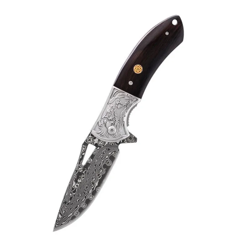Folding Courteous Steel Damascus Knife Privacy-focused