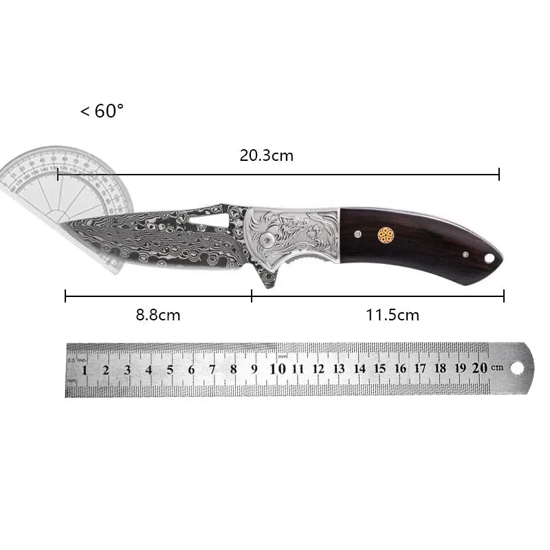 Folding Courteous Steel Damascus Knife Privacy-focused