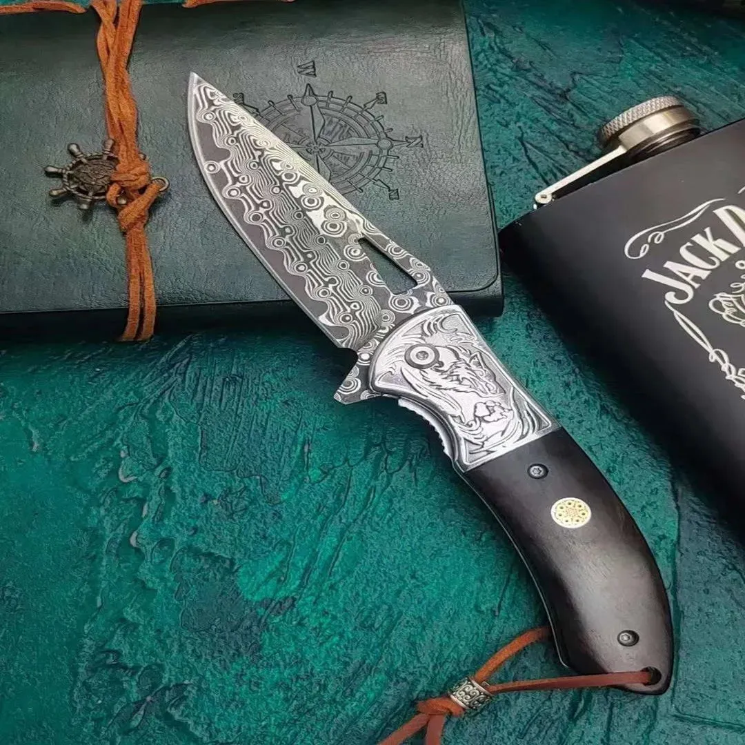 Folding Courteous Steel Damascus Knife Privacy-focused