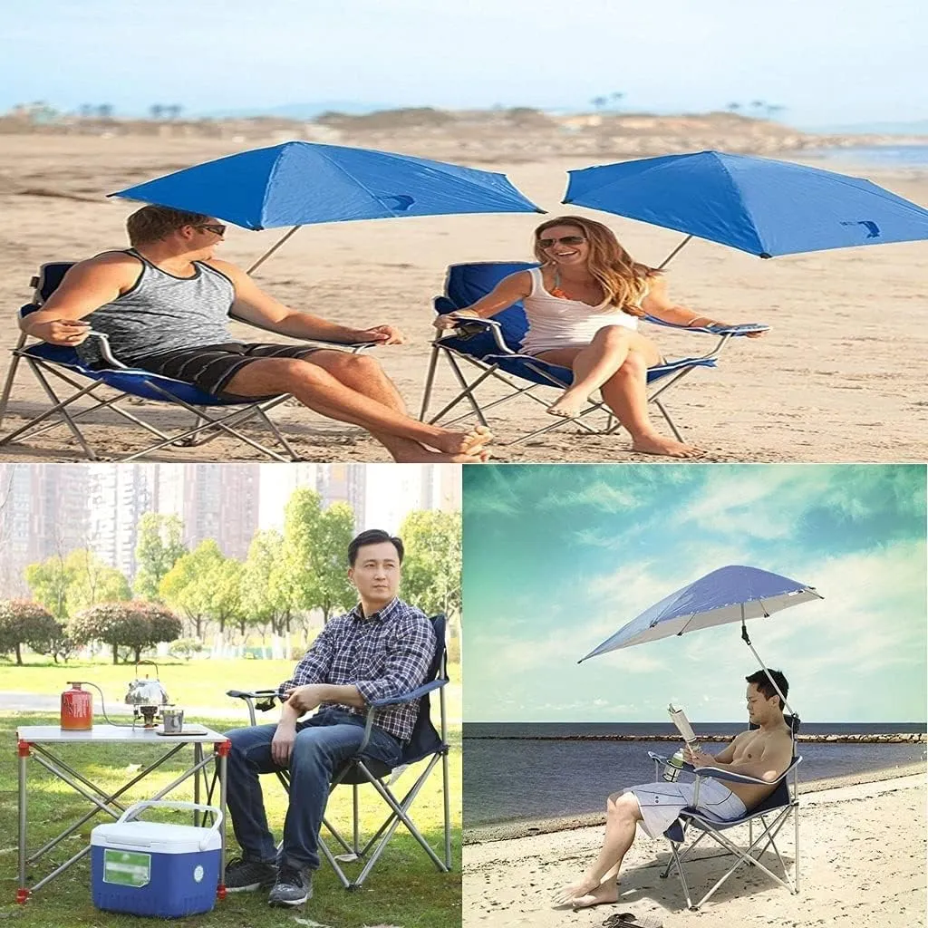 Folding Lawn Chair Padded Camping Chairs Outdoor Folding Armchair with Cup Holder Beach Fishing Chair Portable Leisure High Backrest Chair Folding Chair(Blue)