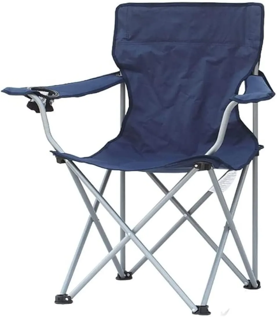Folding Lawn Chair Padded Camping Chairs Outdoor Folding Armchair with Cup Holder Beach Fishing Chair Portable Leisure High Backrest Chair Folding Chair(Blue)