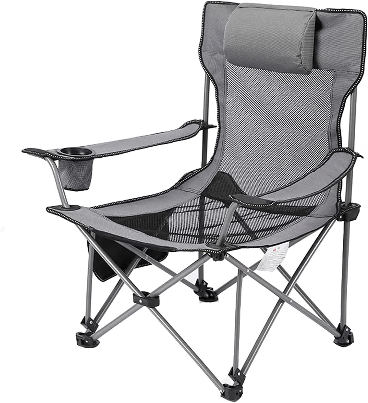 Folding Low Camping Chair with Cup Holder, Leisure Fishing Chair, Outdoor Mesh Armchair for Sunbathing, Beach, Travel, Hiking,Green,Style B Lightweight/Gray/Style B