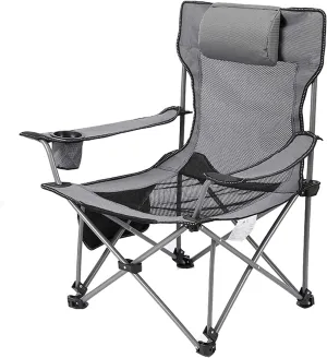 Folding Low Camping Chair with Cup Holder, Leisure Fishing Chair, Outdoor Mesh Armchair for Sunbathing, Beach, Travel, Hiking,Green,Style B Lightweight/Gray/Style B