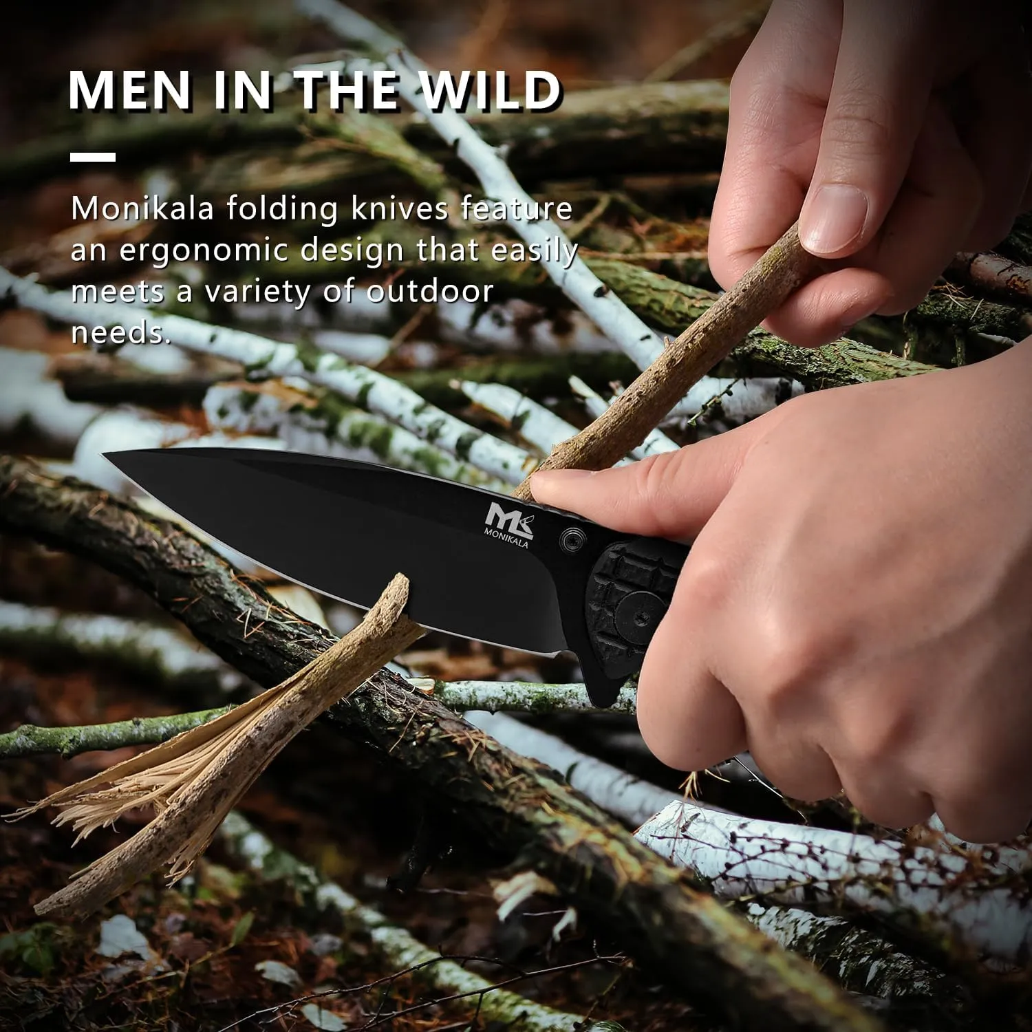 Folding Pocket Knife: 3.5" EDC Knives with G10 handle & D2 Tool Steel for Men Women- Portable Pocket Clip for Camping Hiking Survival Hunting (Black)