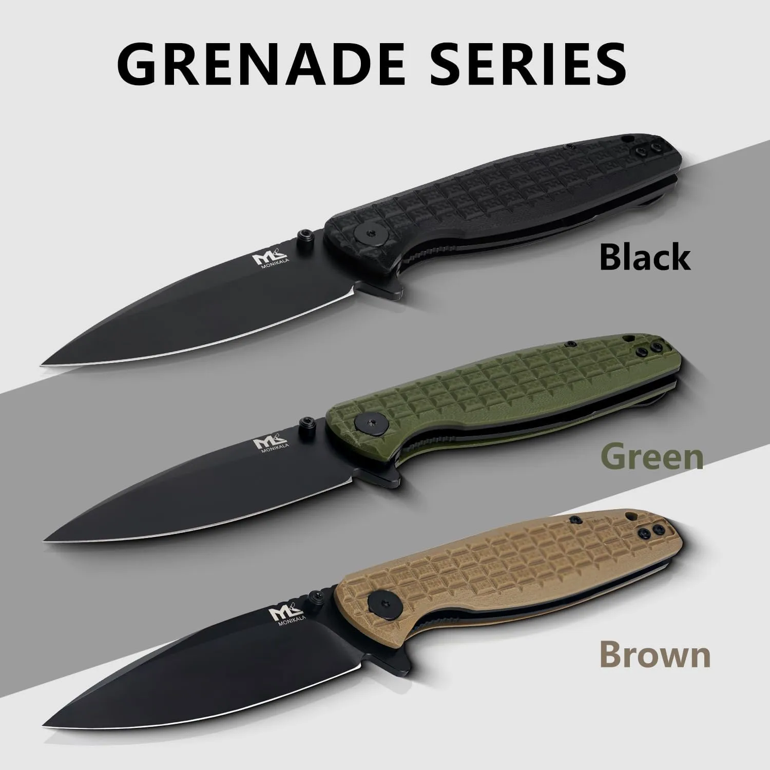 Folding Pocket Knife: 3.5" EDC Knives with G10 handle & D2 Tool Steel for Men Women- Portable Pocket Clip for Camping Hiking Survival Hunting (Black)