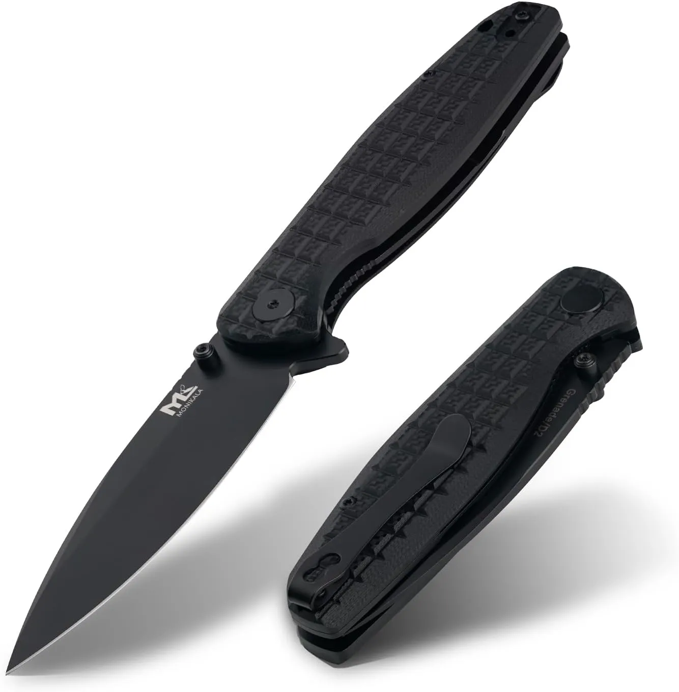 Folding Pocket Knife: 3.5" EDC Knives with G10 handle & D2 Tool Steel for Men Women- Portable Pocket Clip for Camping Hiking Survival Hunting (Black)