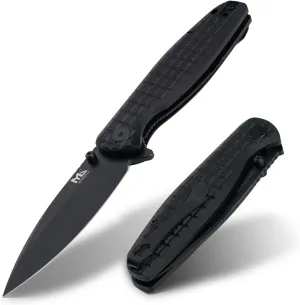 Folding Pocket Knife: 3.5" EDC Knives with G10 handle & D2 Tool Steel for Men Women- Portable Pocket Clip for Camping Hiking Survival Hunting (Black)