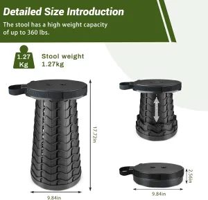 Folding Portable Charge Stool with Power Bank, Telescoping Collapsible Camping Retractable Stools Seat Lightweight Sturdy for Adults Outdoor Garden Travel Fishing BBQ