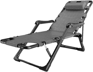 Folding Reclining Chair with Headrest Garden Sun Lounger Chair Outdoor Camping Bed Armchair Sunbed Patio Lounge Recliners Beach Fishing Chair