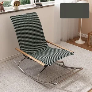 Folding Rocking Camping Chair,Oversized Lawn Chairs,Portable Lazy Sofa Chair,Freestyle Rocker Recliner Chair,Beach Chair,Lightweight for Indoor & Outdoor,Terrace,Garden(Green Stripes)