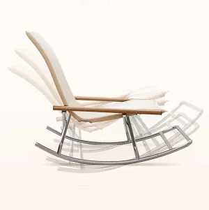 Folding Rocking Camping Chair,Oversized Lawn Chairs,Portable Lazy Sofa Chair,Freestyle Rocker Recliner Chair,Beach Chair,Lightweight for Indoor & Outdoor,Terrace,Garden(Off-White)