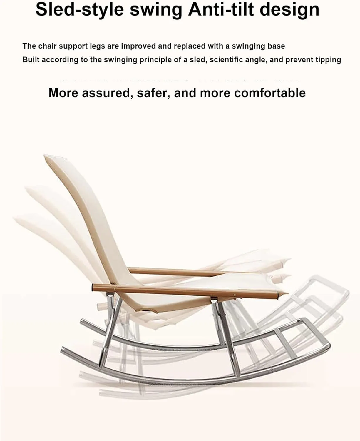Folding Rocking Camping Chair,Oversized Lawn Chairs,Portable Lazy Sofa Chair,Freestyle Rocker Recliner Chair,Beach Chair,Lightweight for Indoor & Outdoor,Terrace,Garden(Off-White)