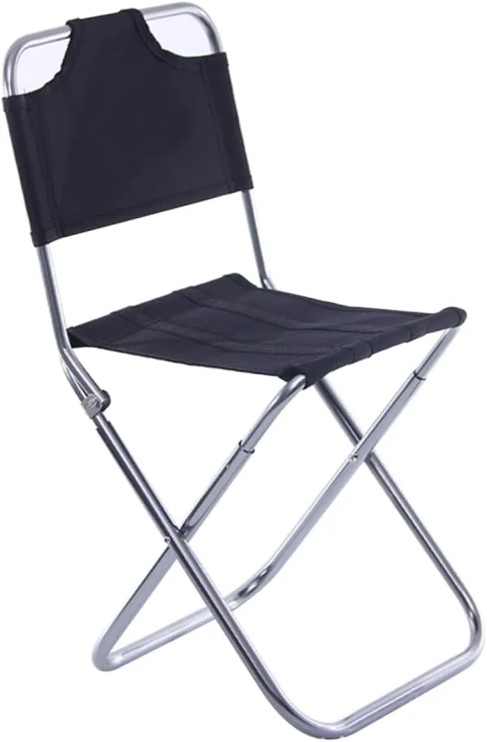 Folding Stool Padded Back Aluminum Chair for Outdoor Activities Collapsible Fishing Stool Beach Camping Seat