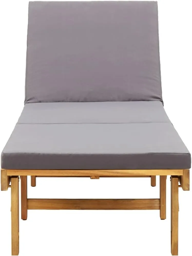 Folding Sun Lounger with Cushion Solid Acacia Woodrecliner Camping Chairs Tanning Chair Patio Suitable for Garden Courtyard