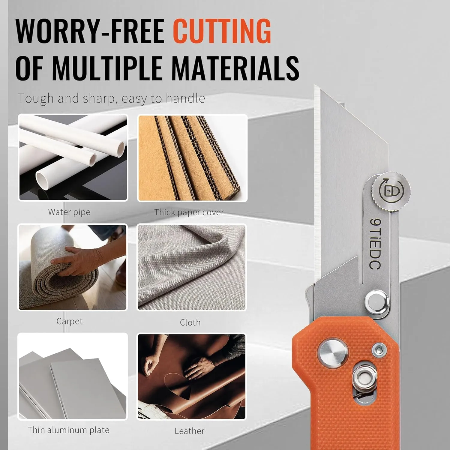 Folding Utility Knife,G10 Handle Heavy Duty Safety box cutter,Razor Knife with Extra 10PC Blades,Perfect for Household tools,Office,factory,Outdoor Use.