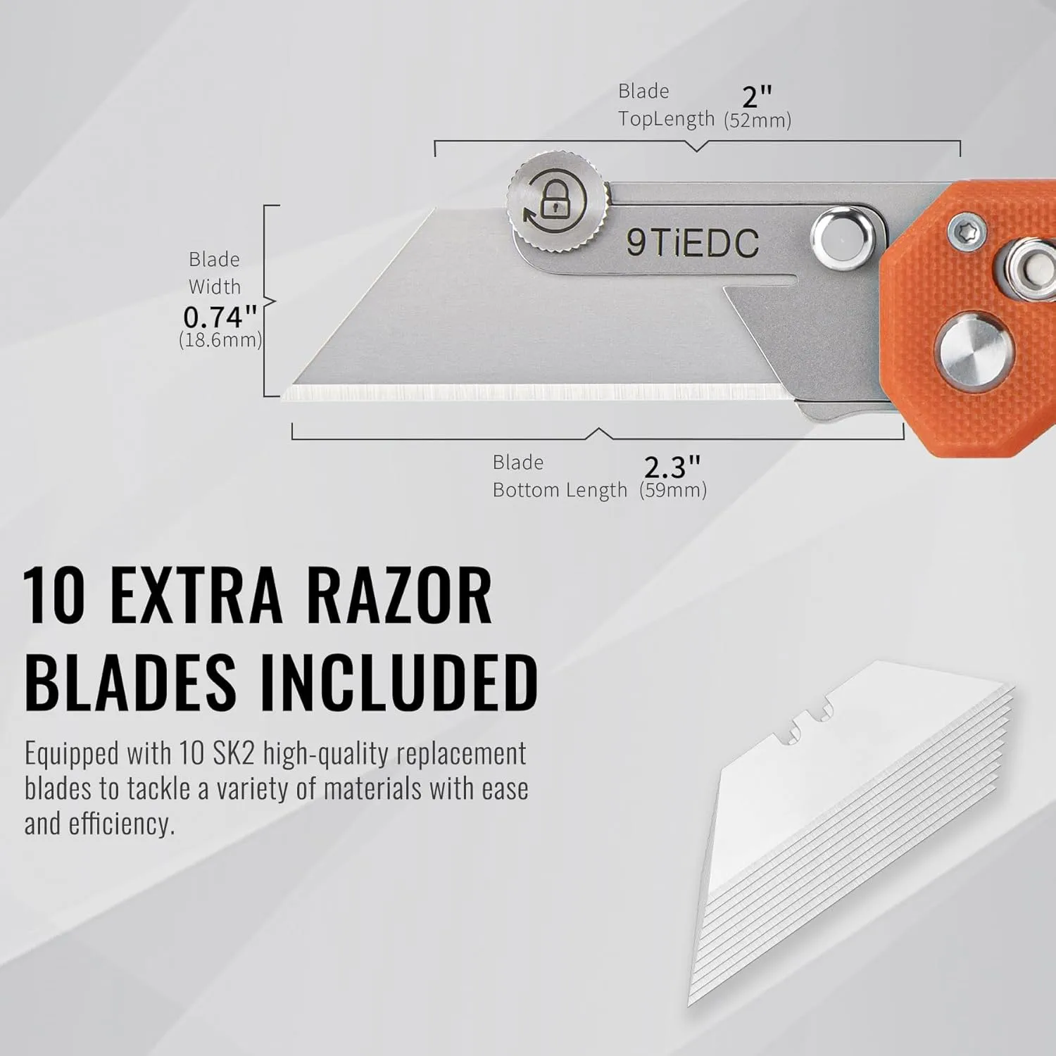 Folding Utility Knife,G10 Handle Heavy Duty Safety box cutter,Razor Knife with Extra 10PC Blades,Perfect for Household tools,Office,factory,Outdoor Use.