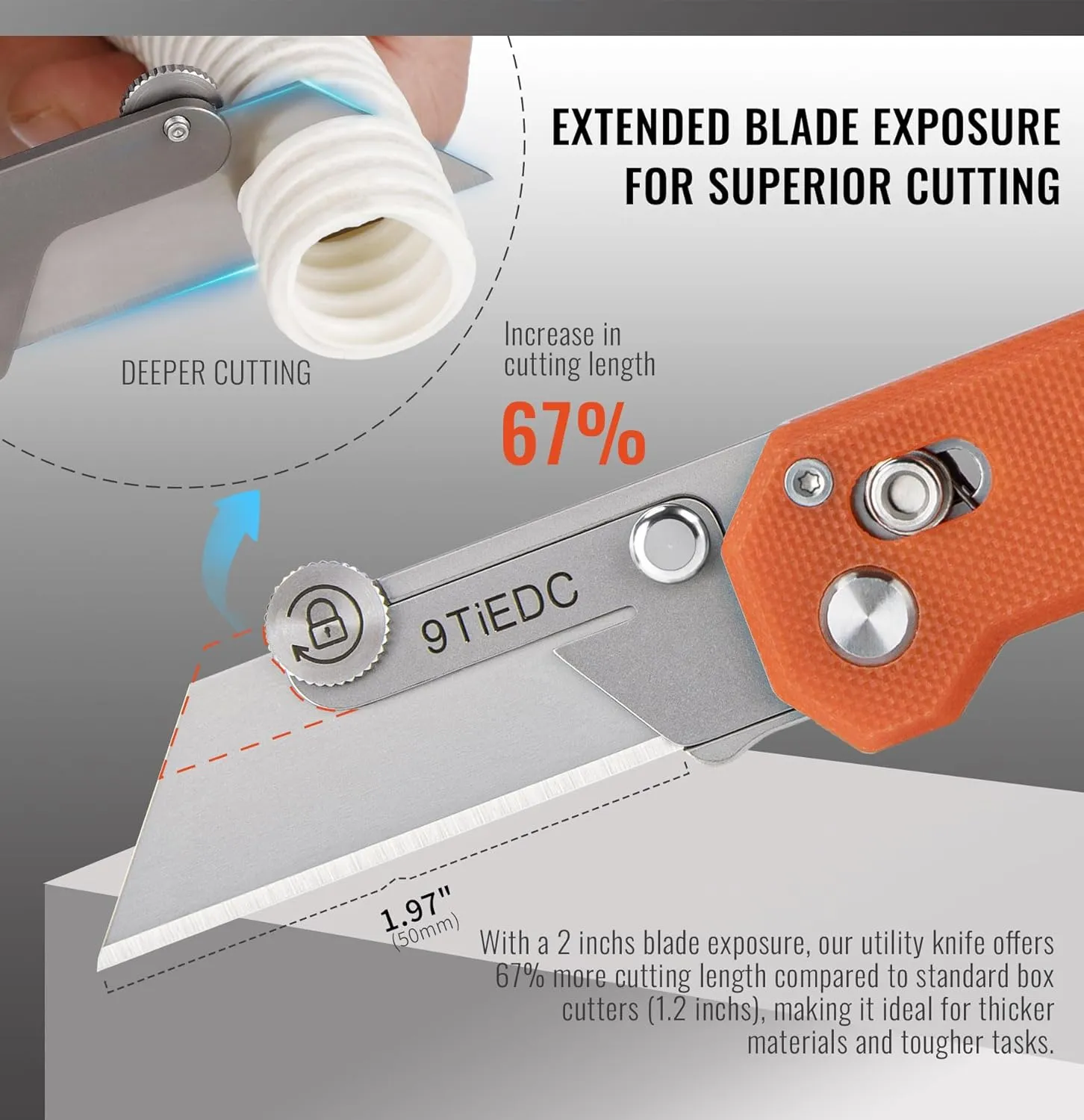 Folding Utility Knife,G10 Handle Heavy Duty Safety box cutter,Razor Knife with Extra 10PC Blades,Perfect for Household tools,Office,factory,Outdoor Use.