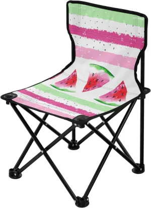 Folding Watermelon Stripe Camp Chairs for Adults Heavy Duty Ultralight Backpack Beach Chairs for Adults with Carrying Bag Portable Chair for Waiting in Line for Travel Traveling