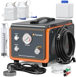 FOXWELL RT1000 Automatic Brake Bleeder Kit, Dual Pulse Power Brake Fluid Bleeder Machine, One Man Automotive Brake System Bleeding Tool, Vacuum Brake Pressure Bleeder Exchanger with Pressure Gauge