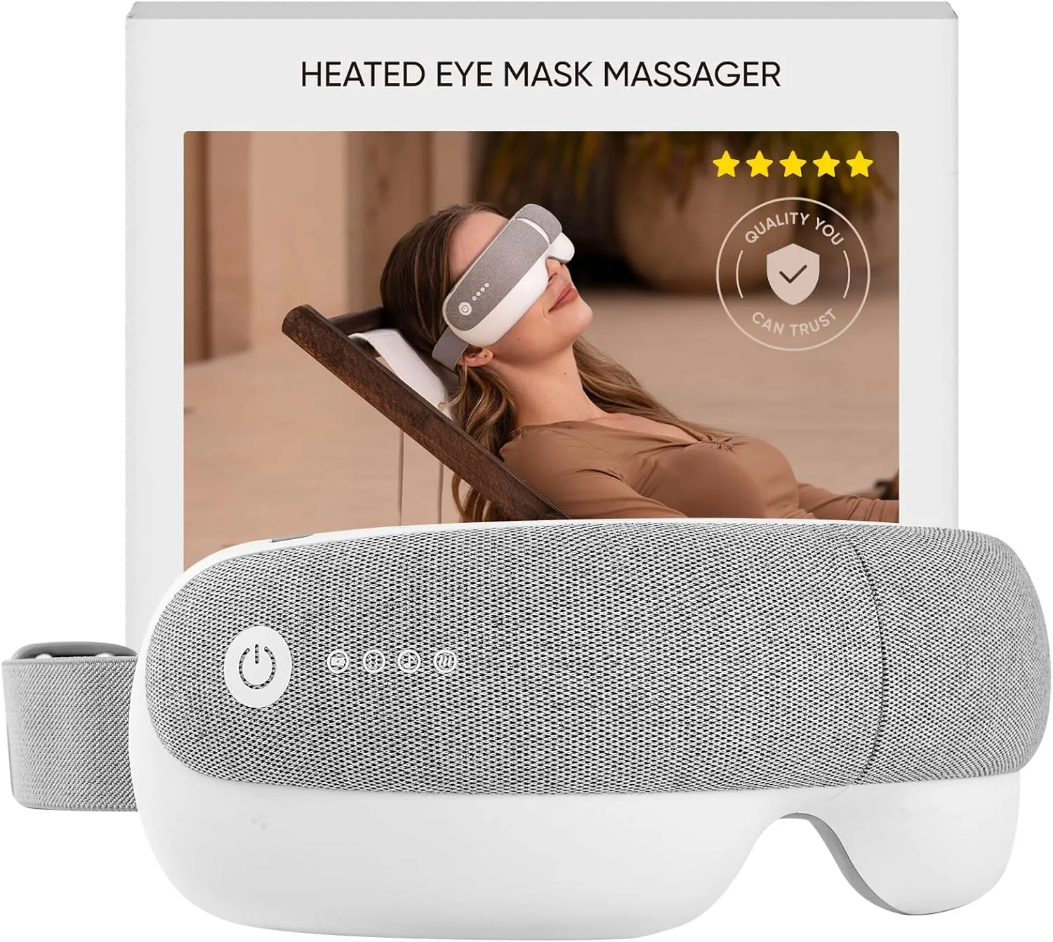 Freed Mind 3 Eye Massager & Bluetooth Heat sleep mask,Gift Set for Mom | with Suede Storage Bag | Migraine Relief,Relaxation,Bedtime Stress Relief | White noise,3D airbag kneading| smart Head Massager