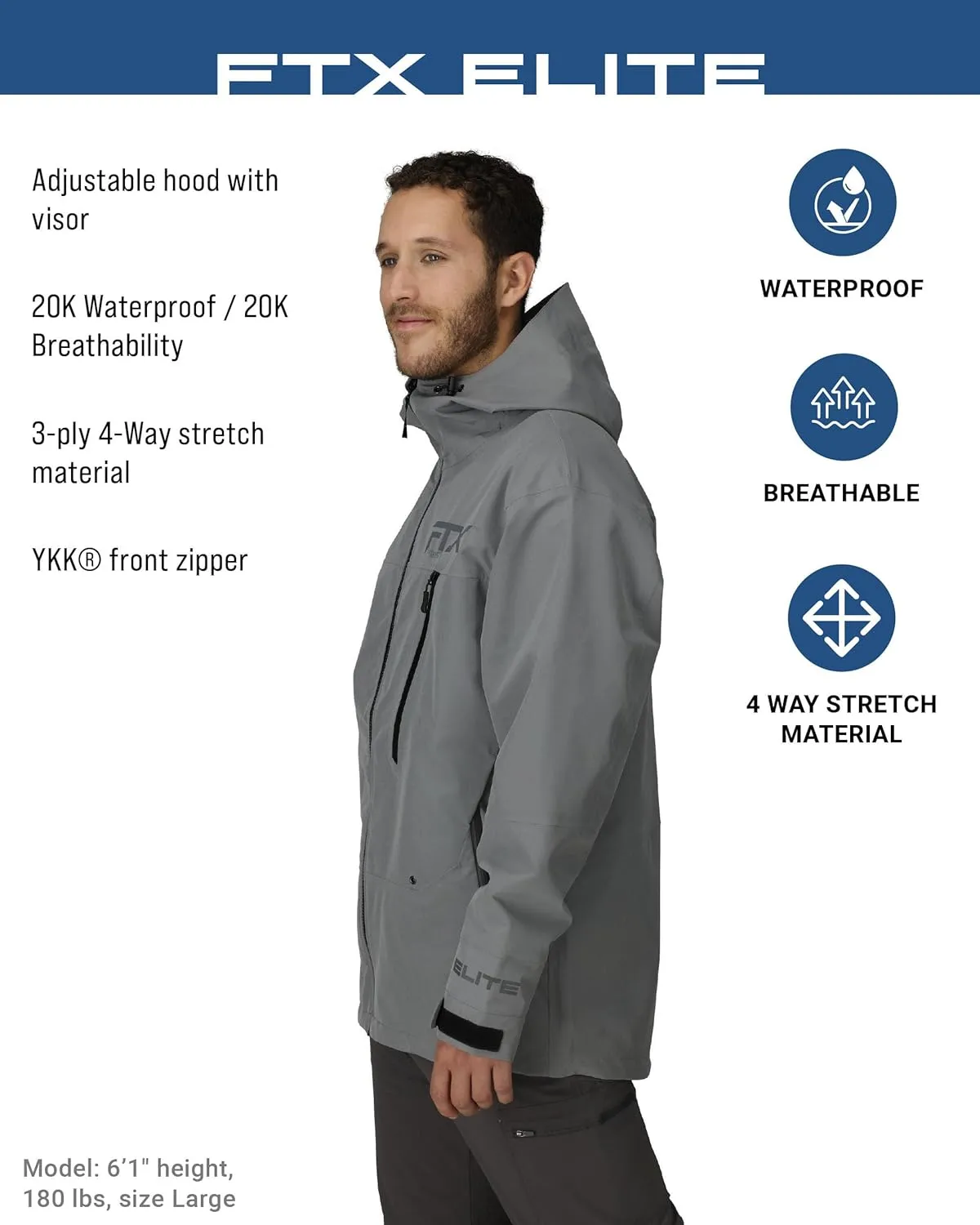 FROGG TOGGS Men's Ftx Elite Wading Waterproof, Breathable, Fishing Rain Jacket