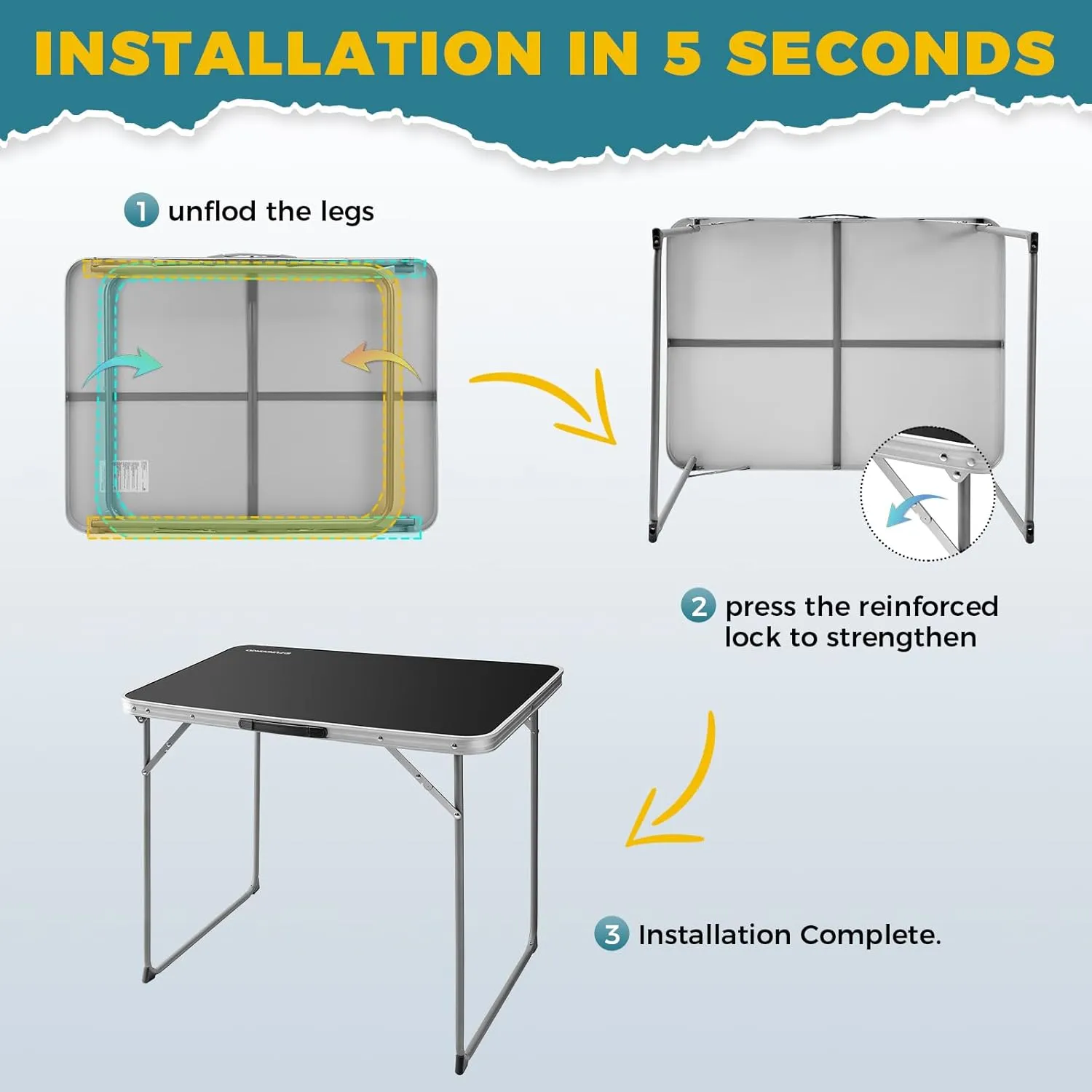 FUNDANGO Small Folding Table, Portable Lightweight Picnic Foldable Card Tables with Carry Handle for Outdoor Hiking BBQ Beach Backyard