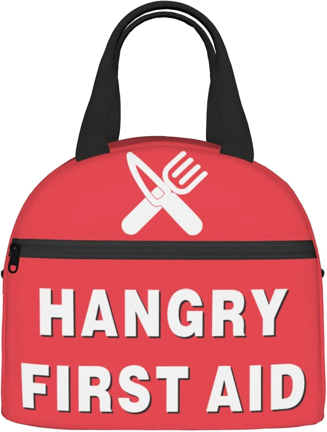 Funny Hangry First Aid Insulated Lunch Box-Emergency Snack Kit Portable Lunch Bag With Adjustable Shoulder Strap Reusable Lunch Tote for Women Men and Kids - Great Gag Gif
