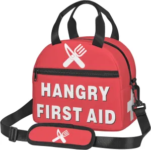 Funny Hangry First Aid Insulated Lunch Box-Emergency Snack Kit Portable Lunch Bag With Adjustable Shoulder Strap Reusable Lunch Tote for Women Men and Kids - Great Gag Gif