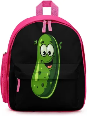 Funny Pickle Cucumber Cute Printed Backpack Lightweight Shoulder Bag Travel Daypack for Camping Picnic Pink-style