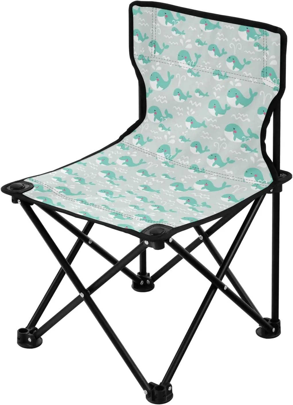 Funny Whales Collapsible Camping Chair Ultra-Lightweight Folding Chair Carry Bag Included Lawn Chairs for Traveling Hiking