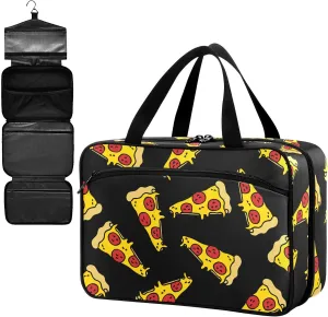 Fustylead Cartoon Style Hand Draw Tasty Pizza Large Medical Supplies Organizer Bag with Zipper Empty First Aid Bag Trauma Kit for Traveling Hiking Camping