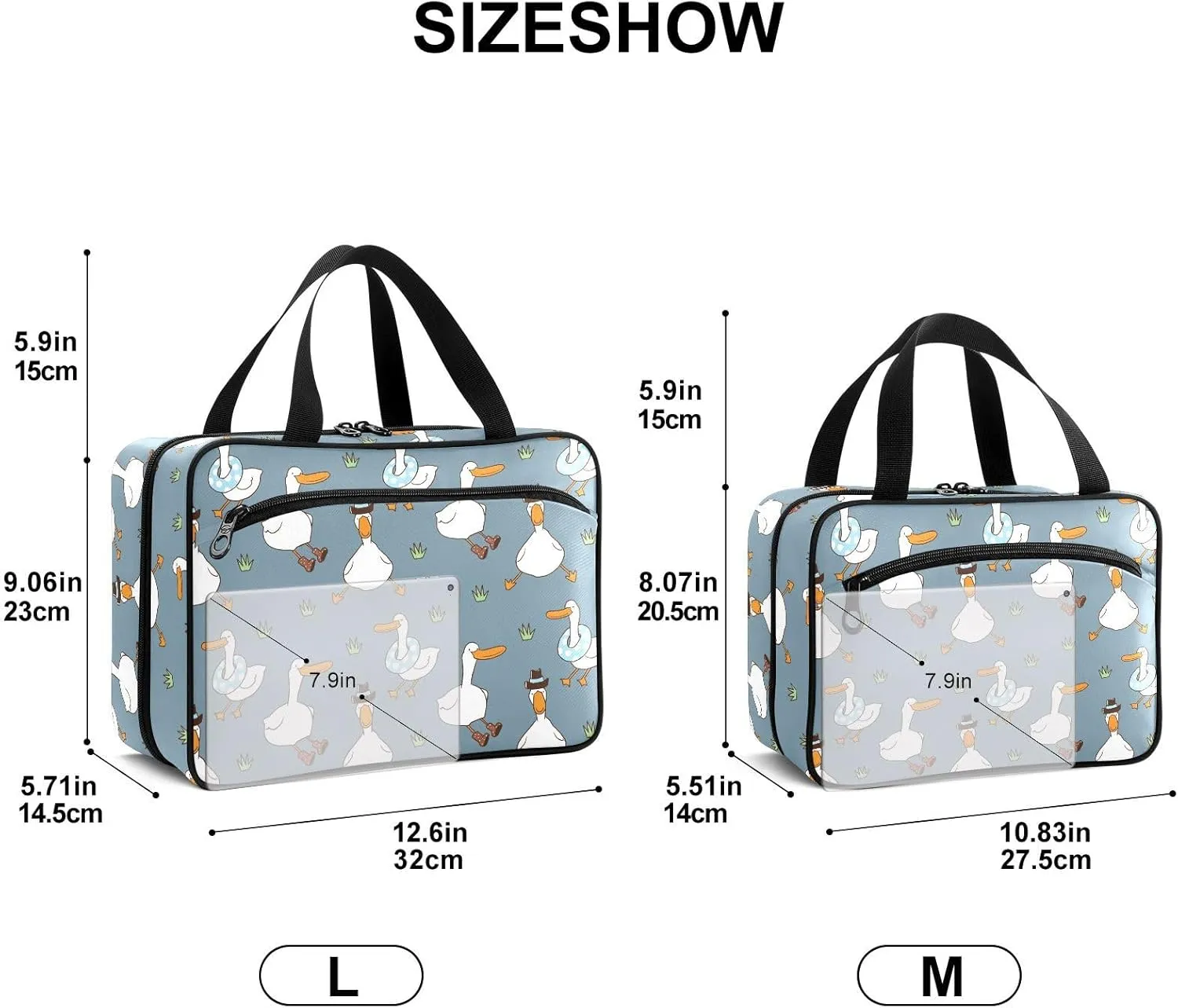 Fustylead Cute Cartoon Duck on Meadow Large Medical Storage Bag with Zipper Empty First Aid Bag Trauma Kit for Traveling Hiking Camping Backpacking