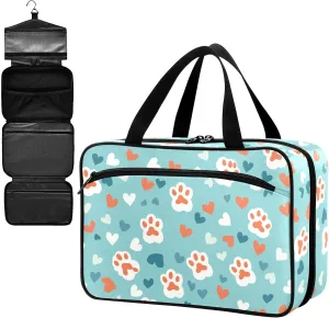 Fustylead Cute Cat Paw Prints and Hearts Large Medical Storage Bag with Zipper Empty First Aid Bag Trauma Kit for Traveling Hiking Camping Backpacking