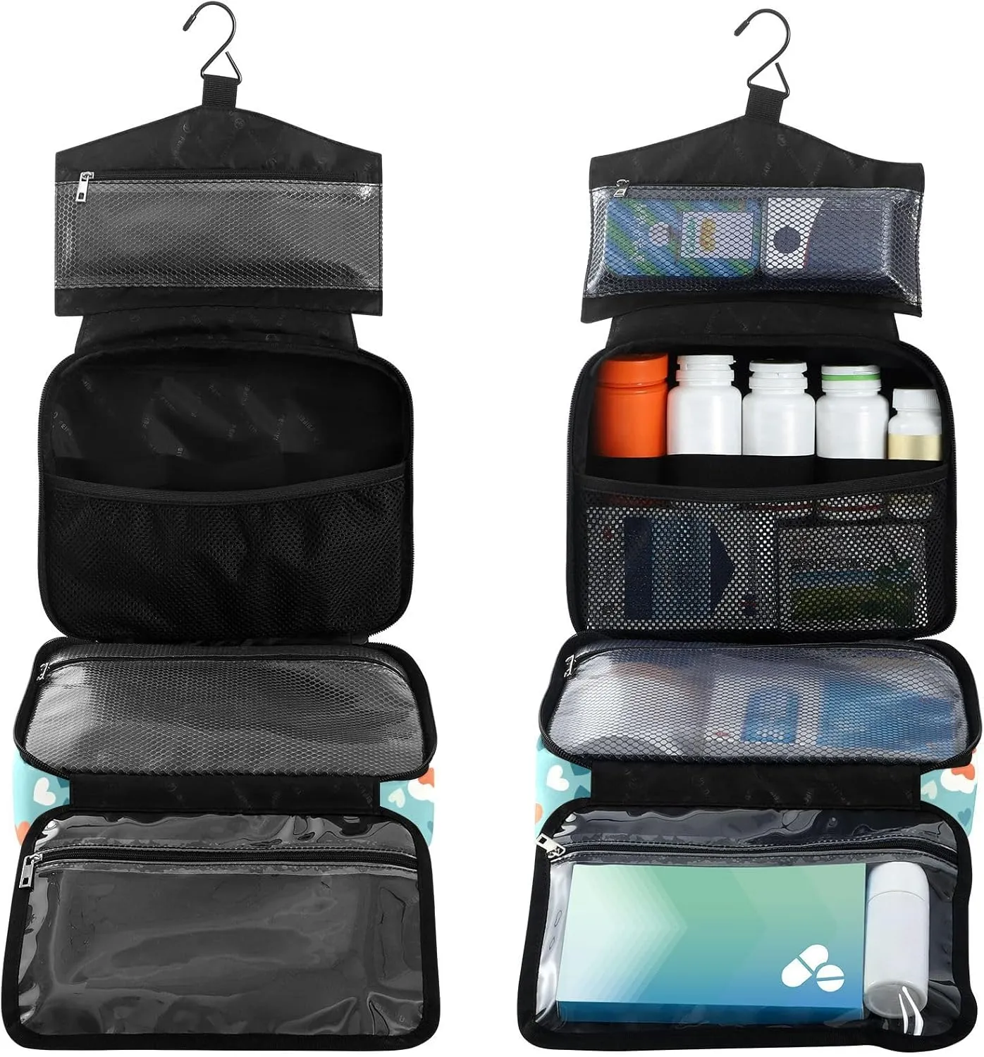 Fustylead Cute Cat Paw Prints and Hearts Large Medical Storage Bag with Zipper Empty First Aid Bag Trauma Kit for Traveling Hiking Camping Backpacking
