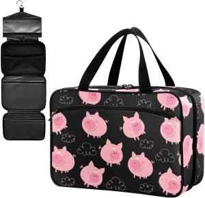 Fustylead Cute Pink Pigs and Cloud Large Medical Supplies Organizer Bag with Zipper Empty First Aid Bag Trauma Kit for Traveling Hiking Camping