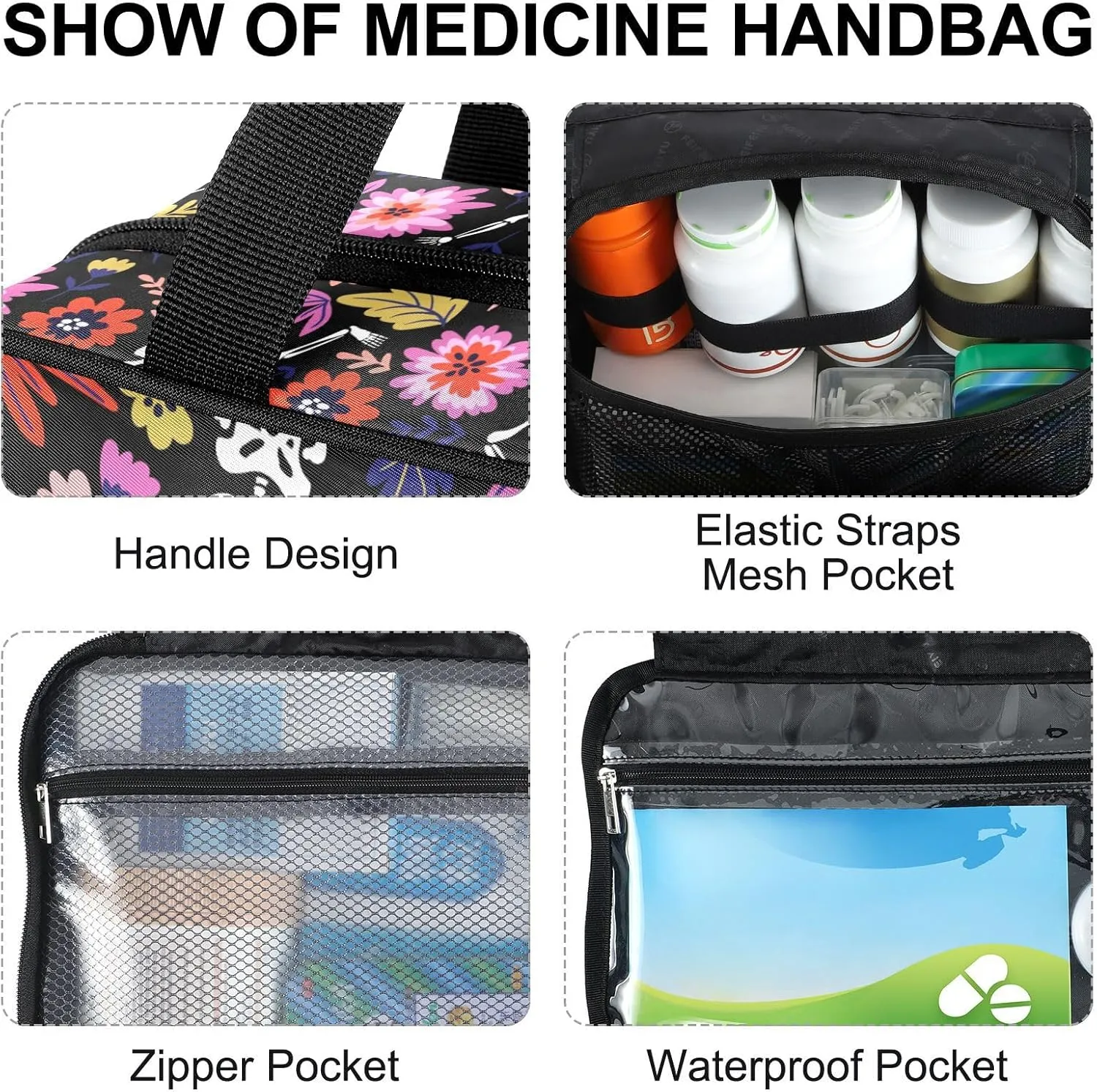 Fustylead Dancing Skull Skeletons in Garden Large Medical Supplies Organizer Bag with Zipper Empty First Aid Bag Trauma Kit for Traveling Hiking Camping
