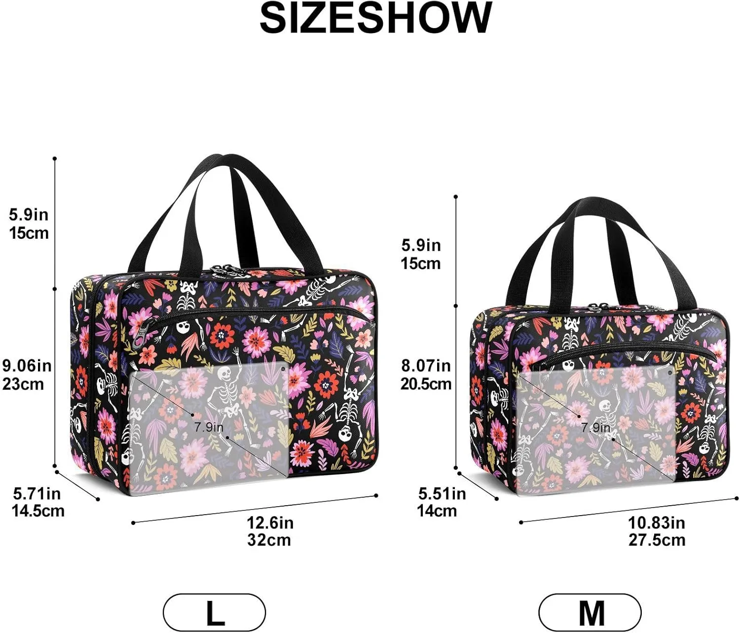 Fustylead Dancing Skull Skeletons in Garden Large Medical Supplies Organizer Bag with Zipper Empty First Aid Bag Trauma Kit for Traveling Hiking Camping