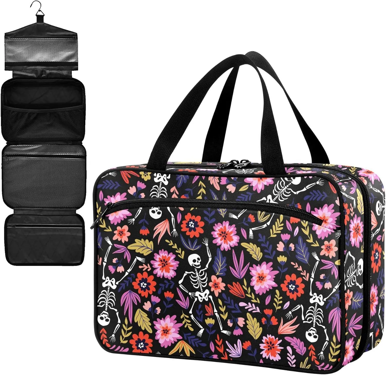 Fustylead Dancing Skull Skeletons in Garden Large Medical Supplies Organizer Bag with Zipper Empty First Aid Bag Trauma Kit for Traveling Hiking Camping