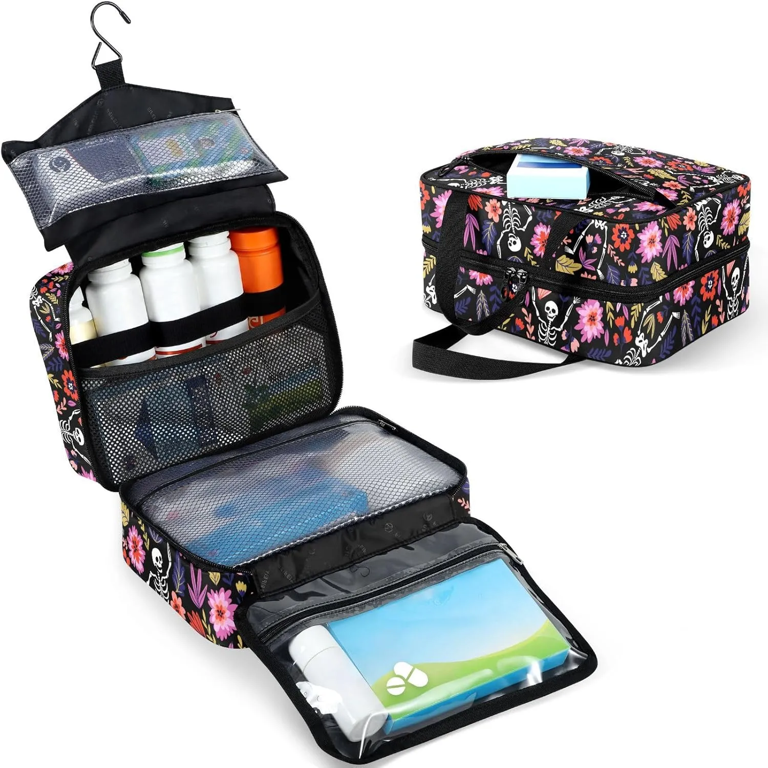 Fustylead Dancing Skull Skeletons in Garden Large Medical Supplies Organizer Bag with Zipper Empty First Aid Bag Trauma Kit for Traveling Hiking Camping